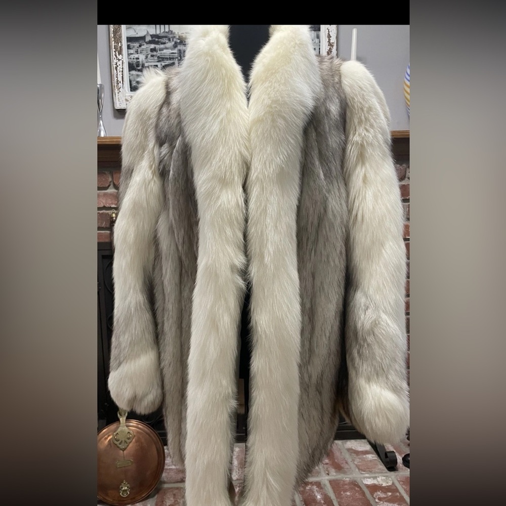 Lazare's Furs shadow arctic and blue fox real fur Coat